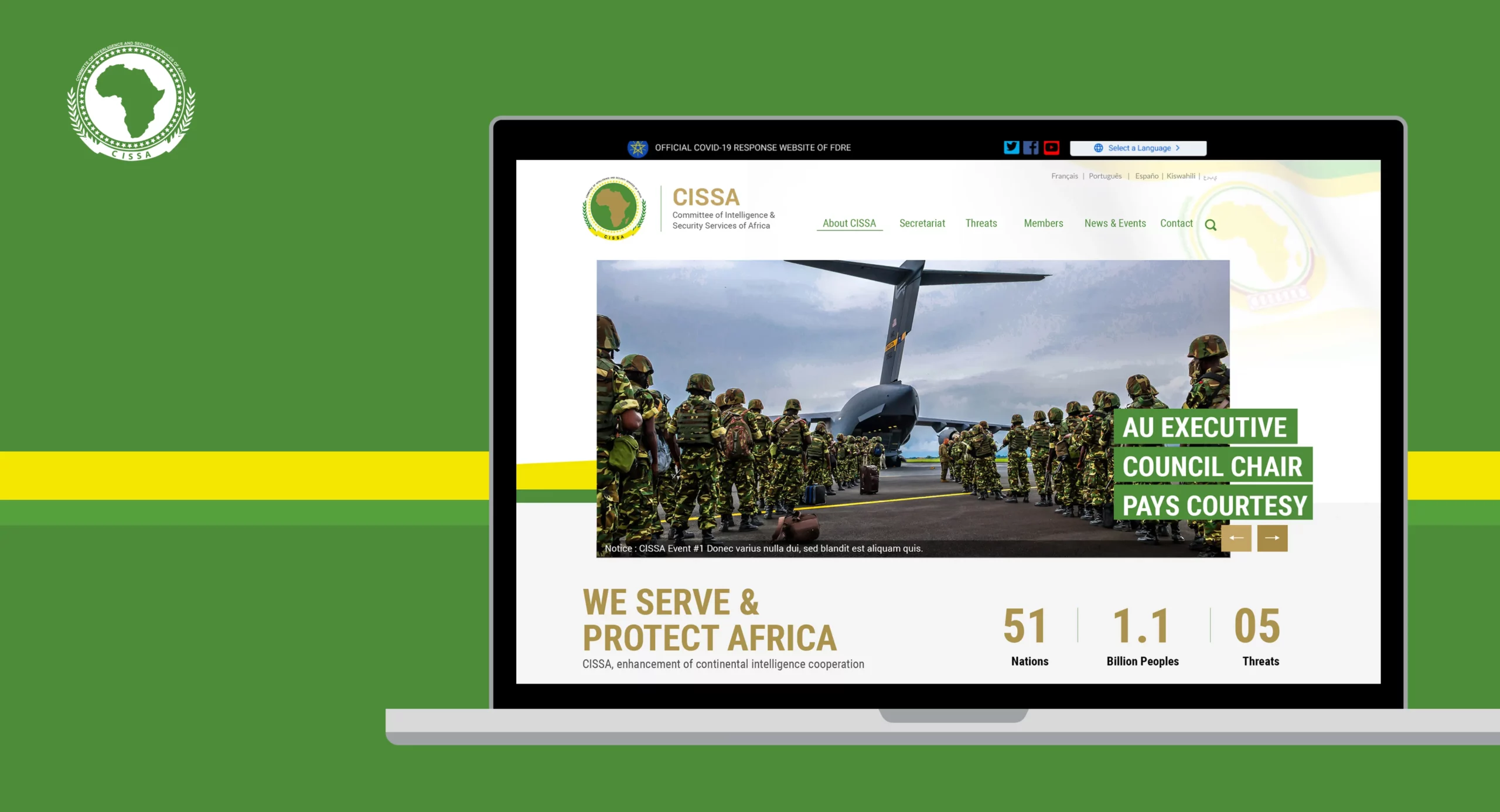 Africa Union, committee of Intelligence and security services of Africa – CISSA Secure Web Portal Design & Development